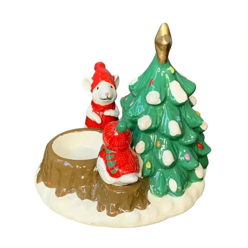 Partylite Festive Merry Mouse‎ Tealite Holder.